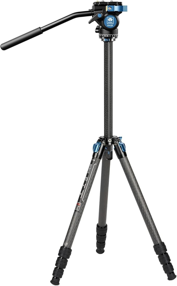 SIRUI ST-124+VA-5 Carbon Fiber Tripod with Fluid Video Head, Triangular Centre Column, Waterproof... | Amazon (US)