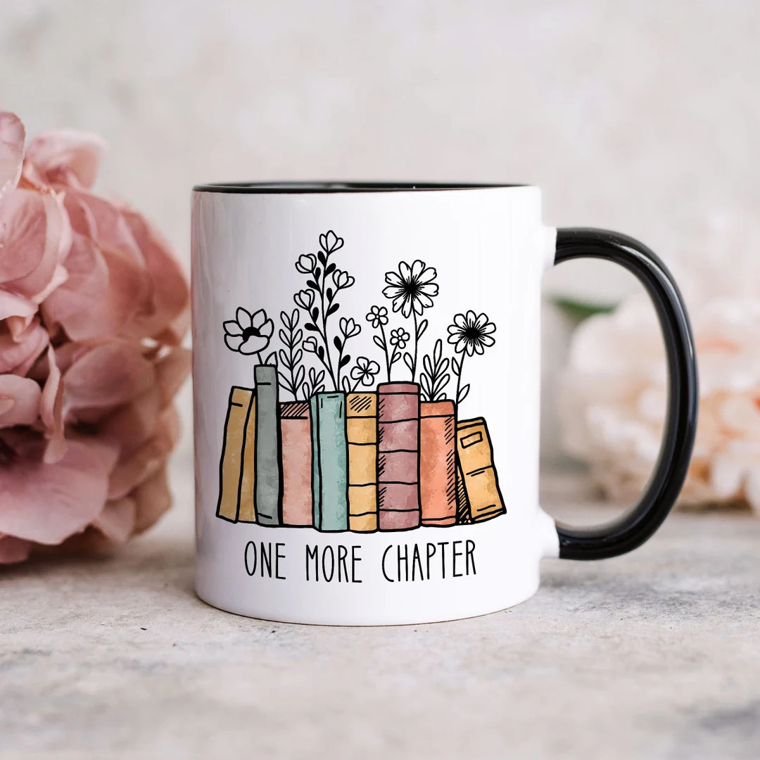 One More Chapter Mug Gift for Book Lover Floral Book Mug - Etsy | Etsy (US)