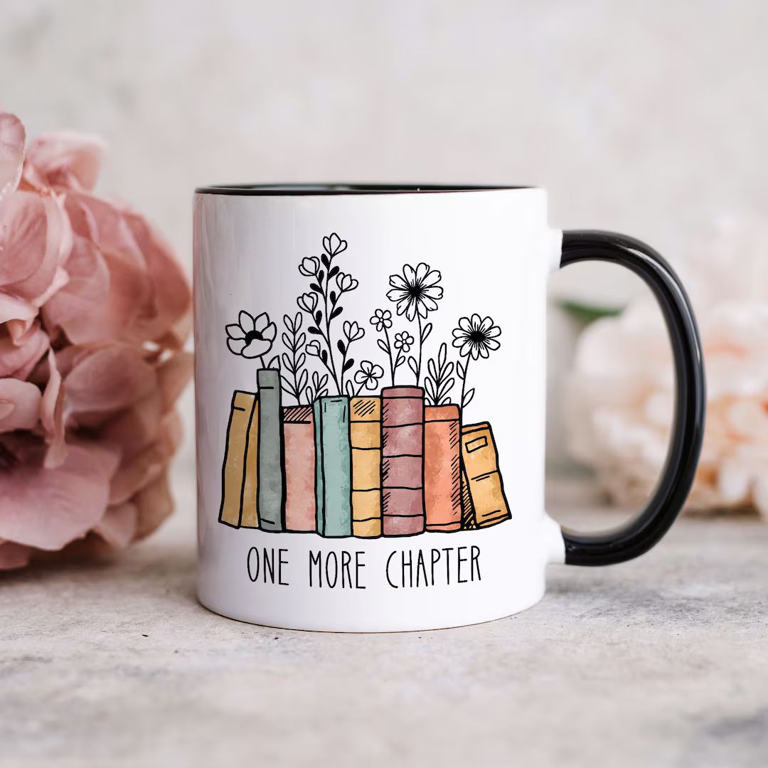 One More Chapter Mug Gift for Book Lover Floral Book Mug - Etsy | Etsy (US)