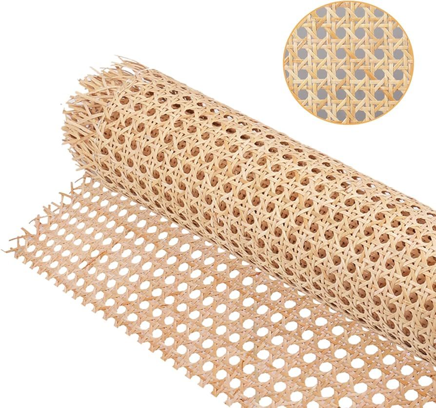 18" Width Cane Webbing 3.3Feet, Natural Rattan Webbing for Caning Projects, Woven Open Mesh Cane ... | Amazon (US)
