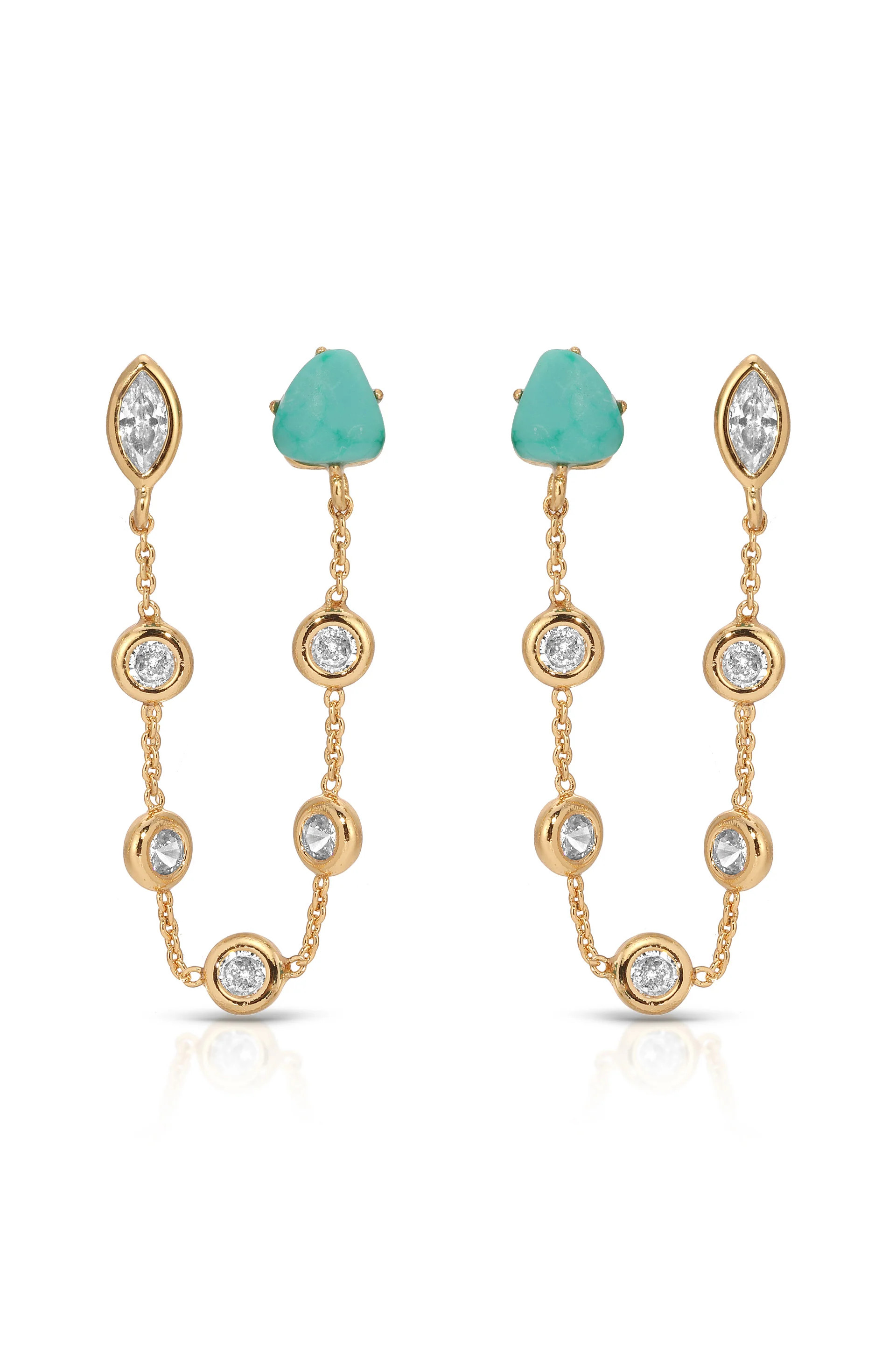 Double Piercing Turquoise Earrings | Ettika