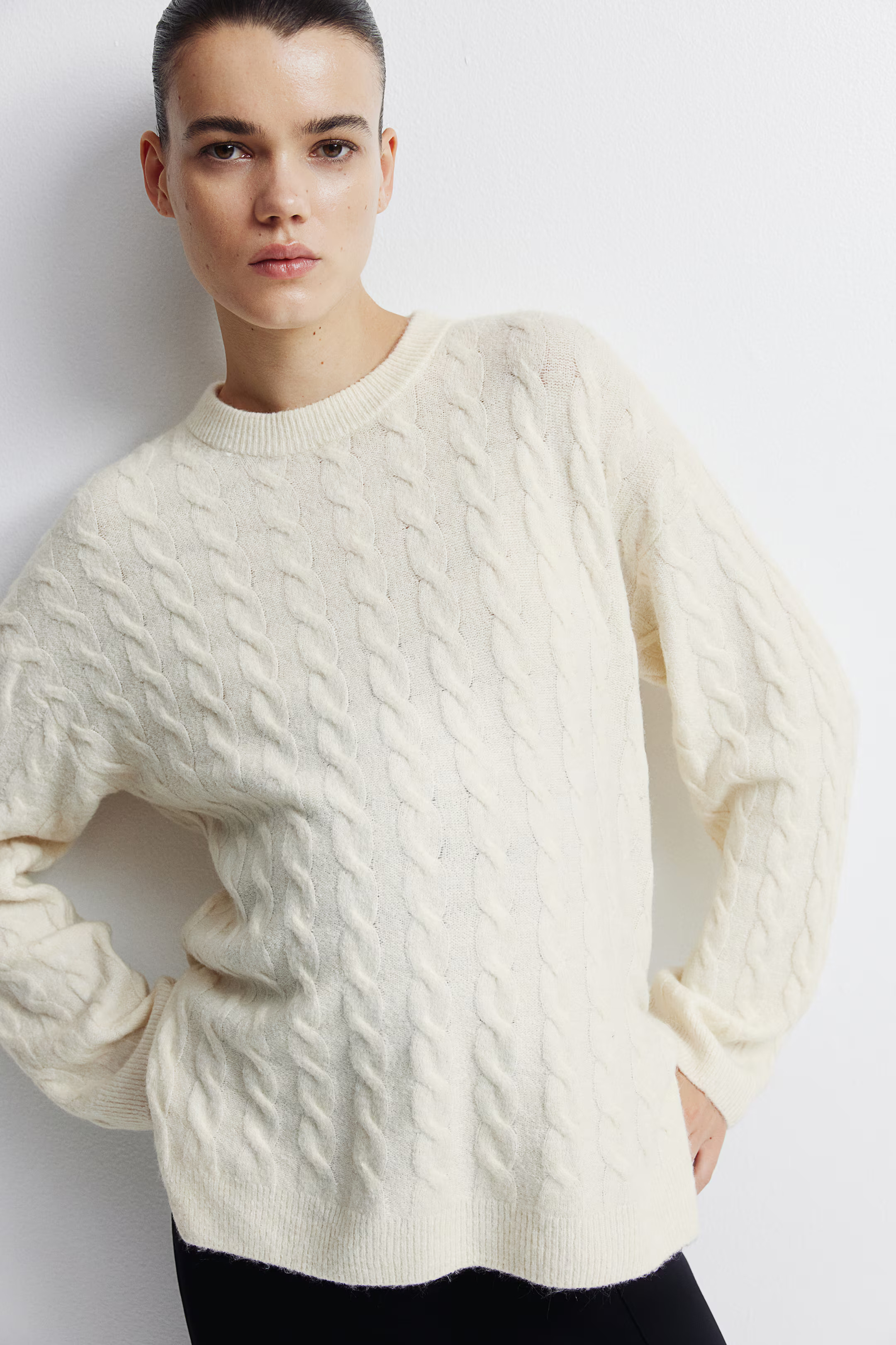 MAMA Cable-Knit Sweater - Gray melange - Ladies | H&M US | H&M (US + CA)