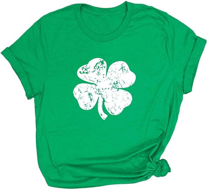 St Patricks Day T Shirt Womens Shamrock Tee St Paddys Day Holiday Clover Short Sleeve Tops Tee | Amazon (US)
