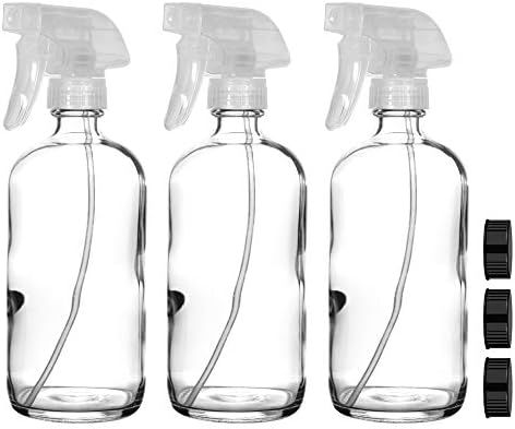 16 oz Empty Clear Glass Spray Bottles for Cleaning Solutions, Refillable Glass Atomizer Spray Bot... | Amazon (US)