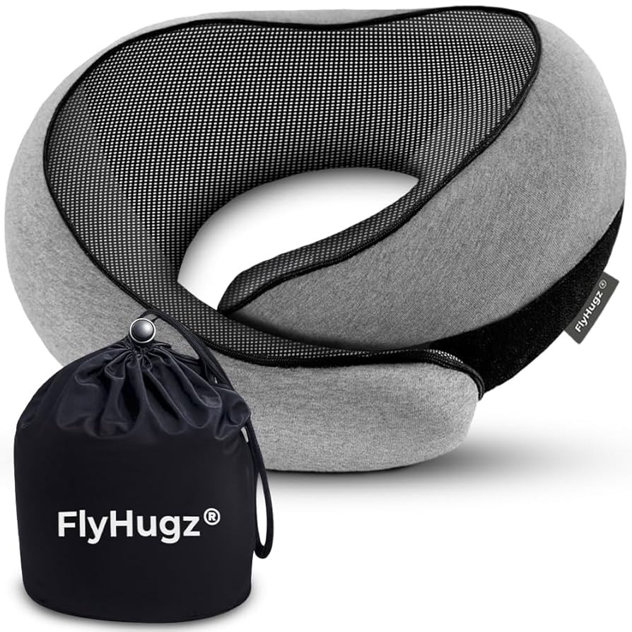 FlyHugz® Neck Travel Pillow | Memory Foam Neck Pillow for Comfort on Airplane | Compact and Ergo... | Amazon (US)