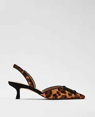 Pointy Toe Buckle Haircalf Slingback Pumps | Ann Taylor