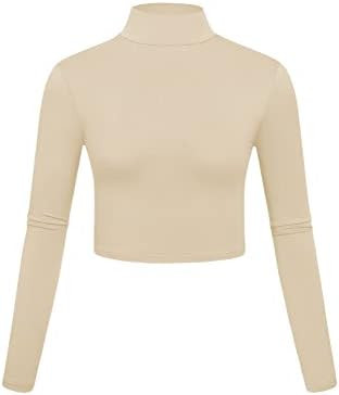 Kindcall Lightweight Mock Turtleneck Crop Tops Long Sleeve Casual Base Layer for Women | Amazon (US)
