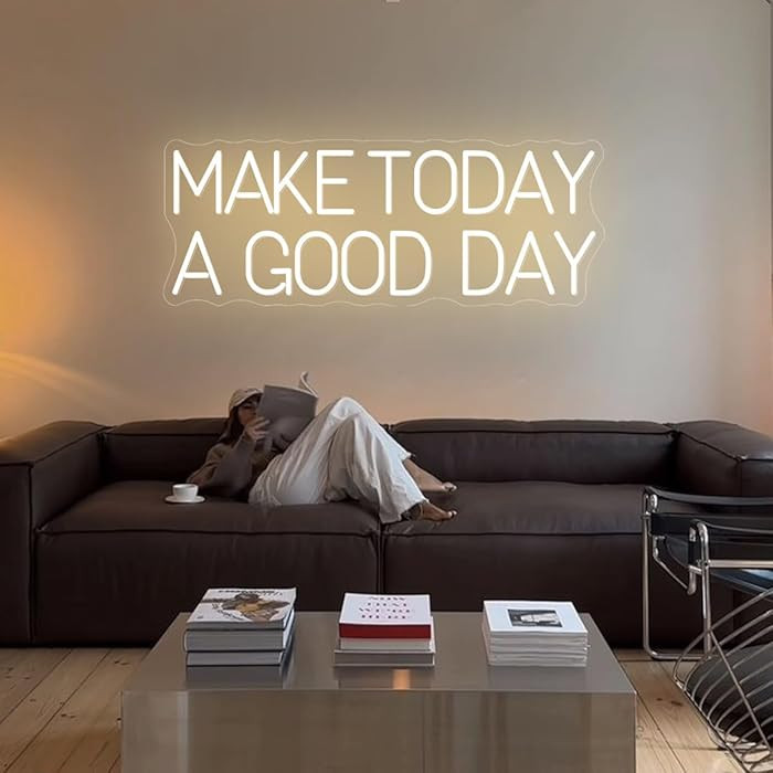 Make Today A Good Day Big Neon Sign for Wall Decor, Dimmable LED Neon Lights Signs for Home，Bed... | Amazon (US)