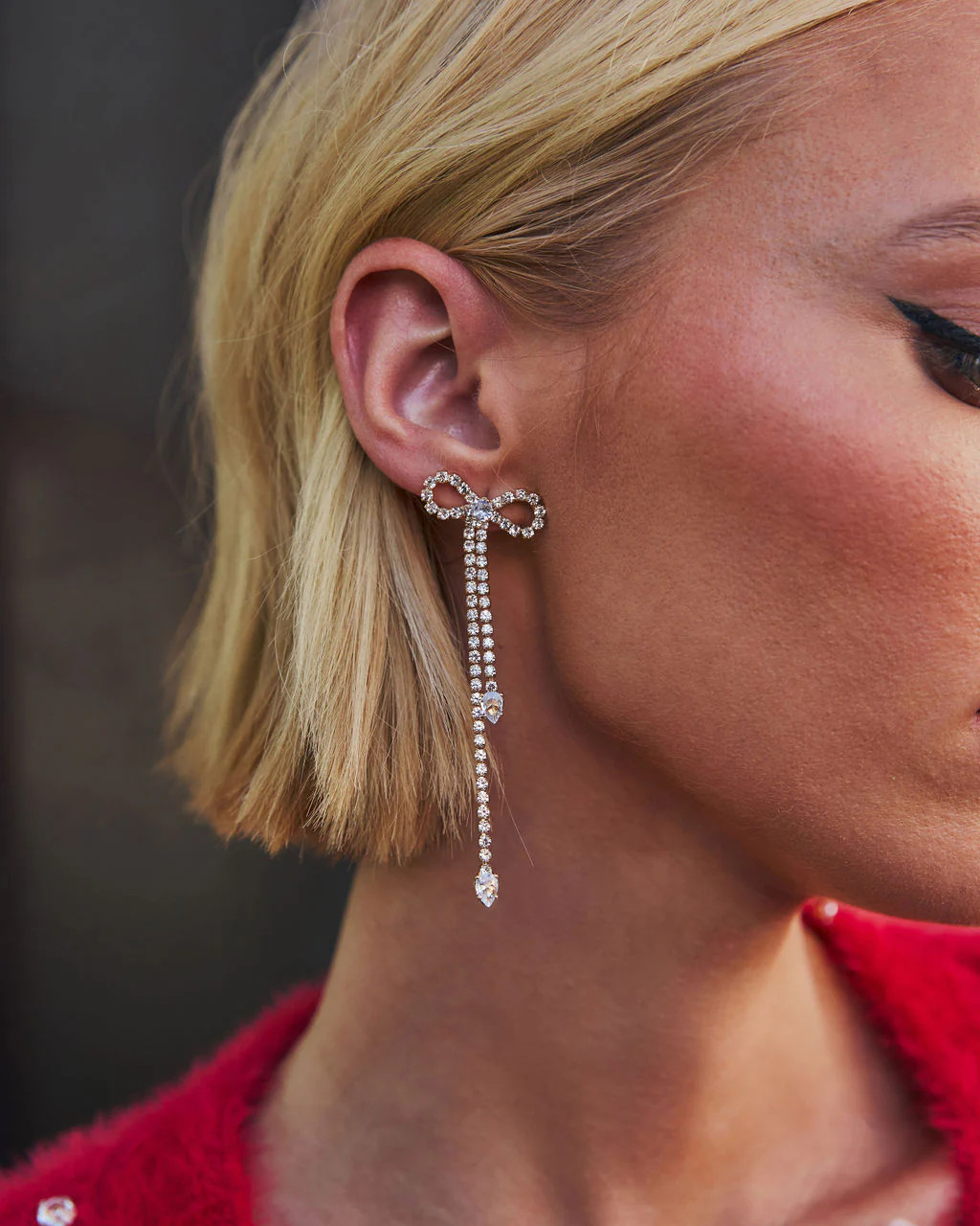 Final Touch Rhinestone Bow Earrings | VICI