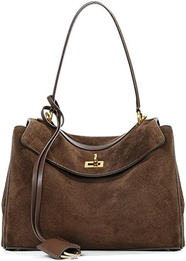 Genuine leather cowhide women's shoulder bag with detachable shoulder strap, flap buckle and unde... | Amazon (US)