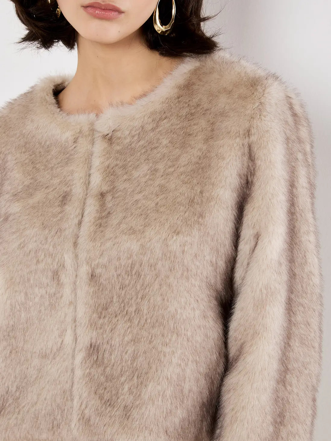 Jackets & Coats | Luxe Faux Fur Cropped Jacket | Apricot | Debenhams UK