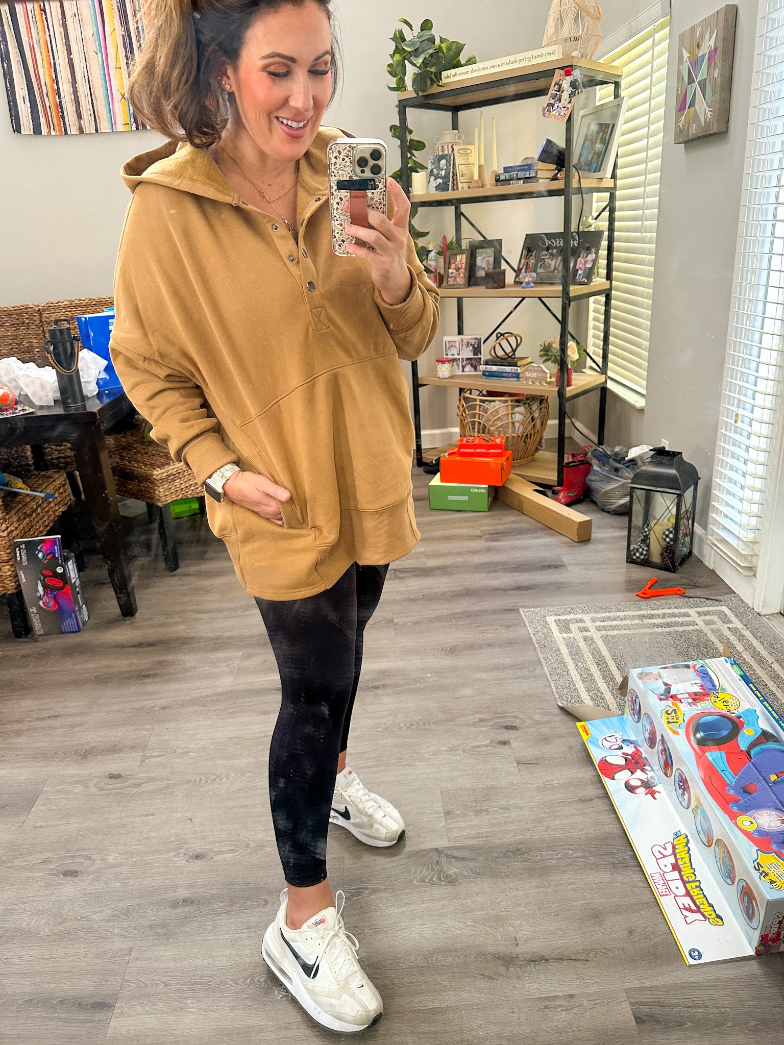 Wearing a Large in the sweatshirt (color dark khaki), medium in spanks, shoes TTS

#LTKshoecrush #LTKcurves #LTKSeasonal