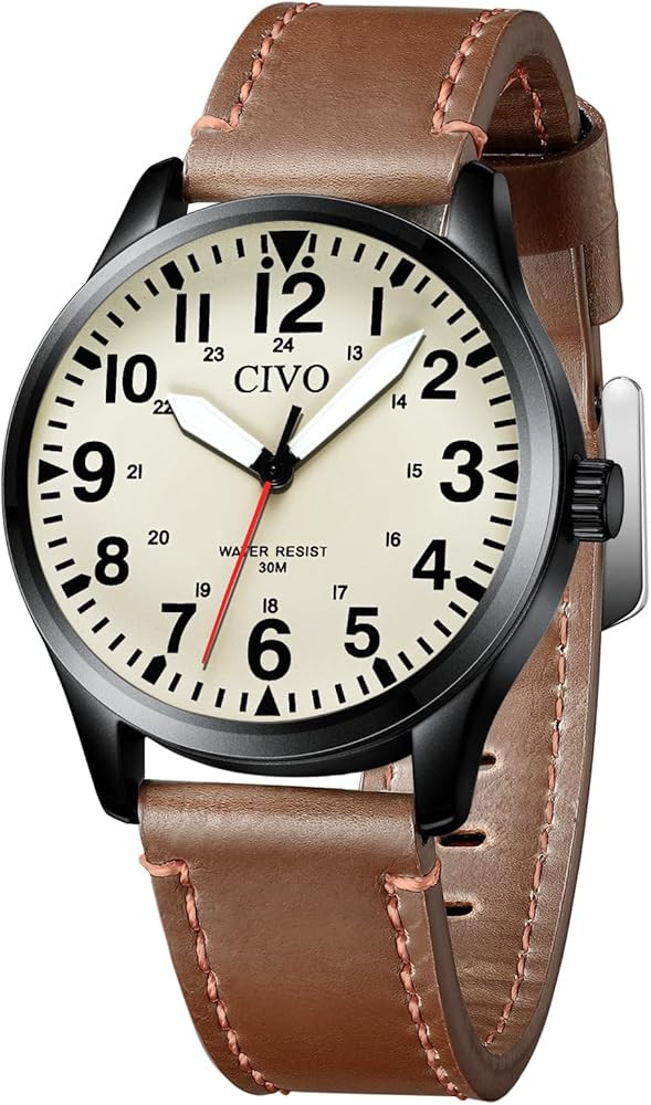 CIVO Analog Wrist Watches for Men: Waterproof Stainless Steel Mens Watches - Silver Watch with Ea... | Amazon (US)