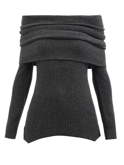 Altuzarra - Putney Off-the-shoulder Merino Wool-blend Sweater - Womens - Dark Grey | Matches (US)