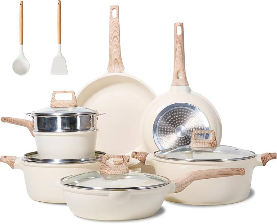 JEETEE 18 Pcs Pots and Pans Set, Pot Sets for Cooking Nonstick, Healthy kitchen Cookware Sets, PF... | Amazon (US)