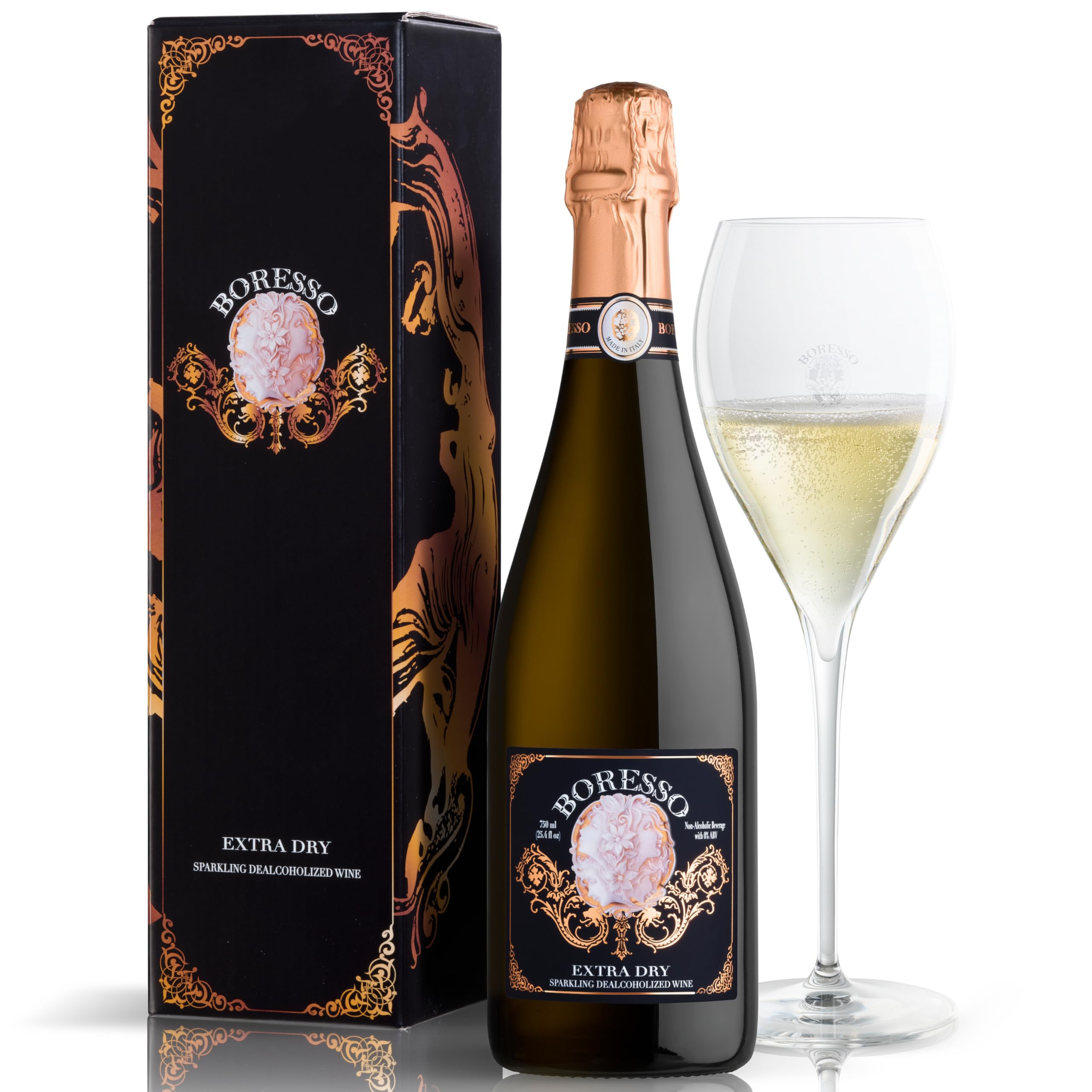 Boresso Extra Dry 0.0% ABV Non-Alcoholic Sparkling Wine With Gift Box Perfect Alcohol-Free Champa... | Amazon (US)
