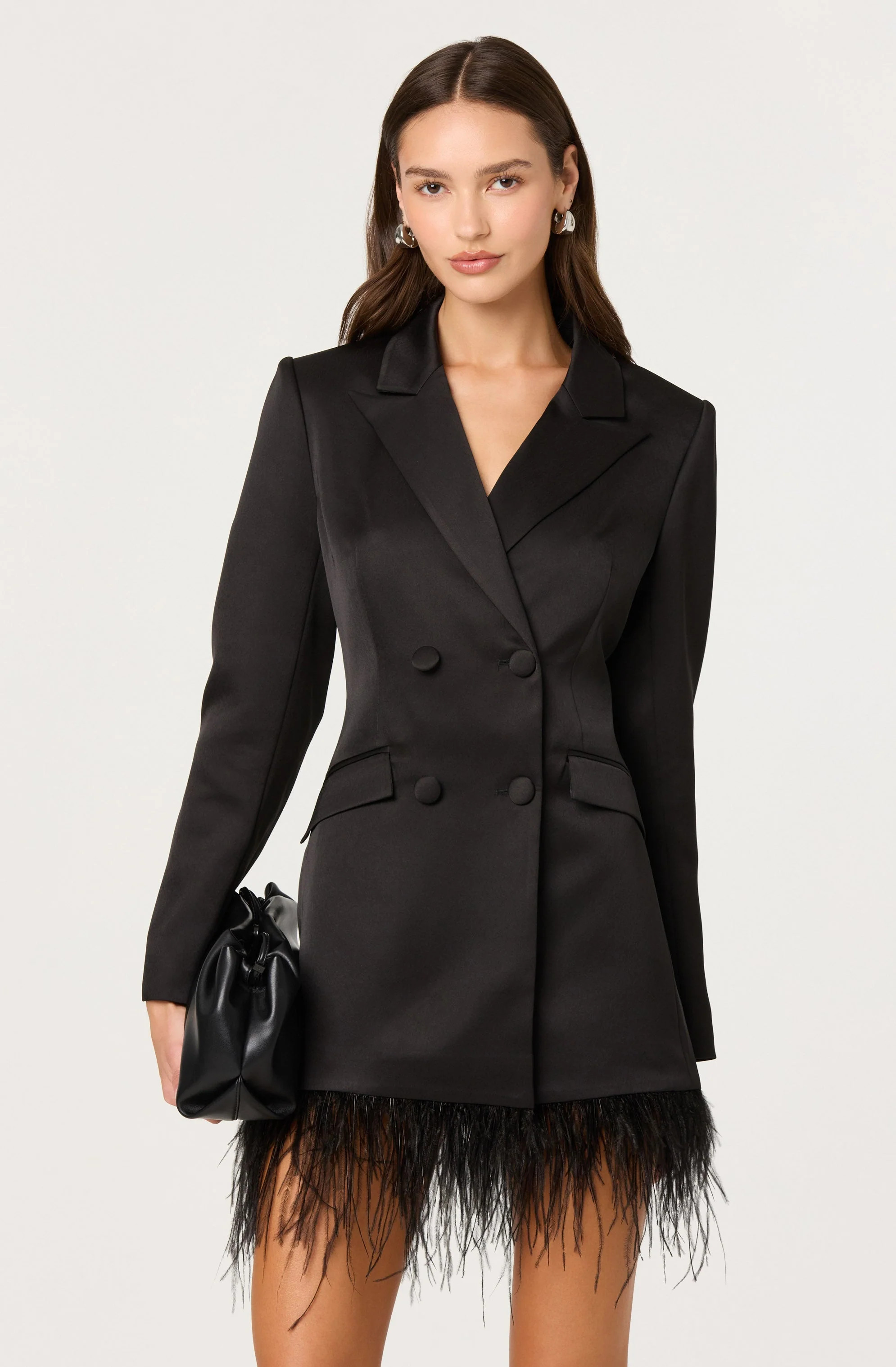 Breonna Feather Trim Blazer Dress - Black / XS | ASTR The Label (US)