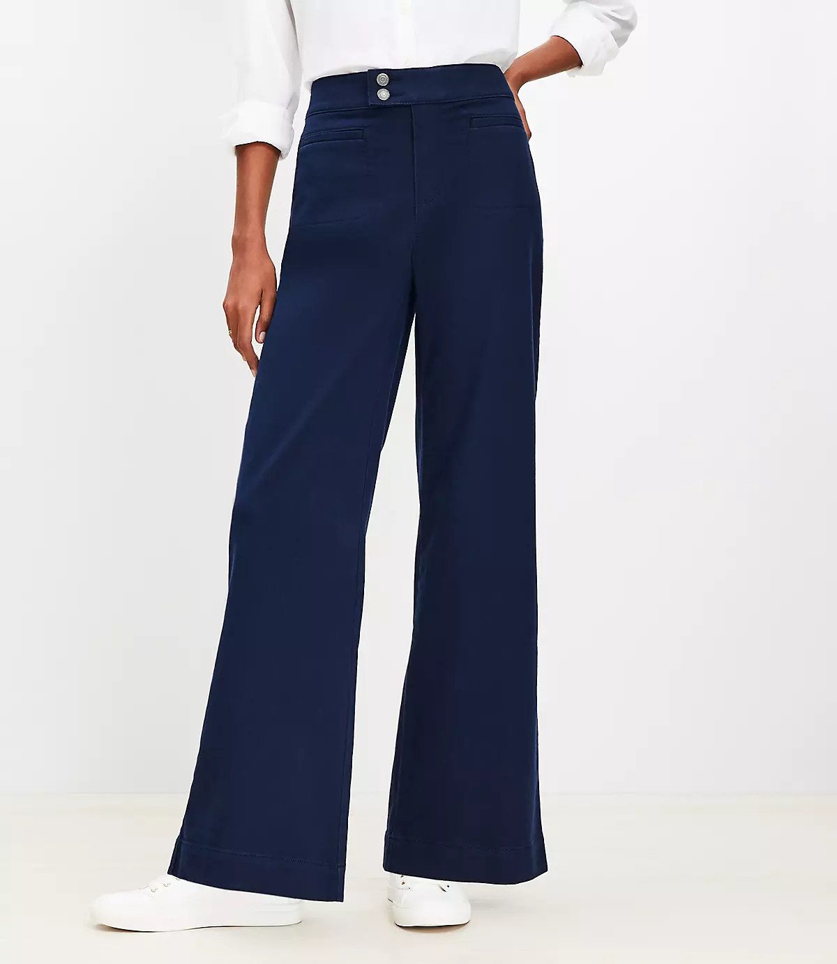 Palmer Wide Leg Pants in Twill | LOFT