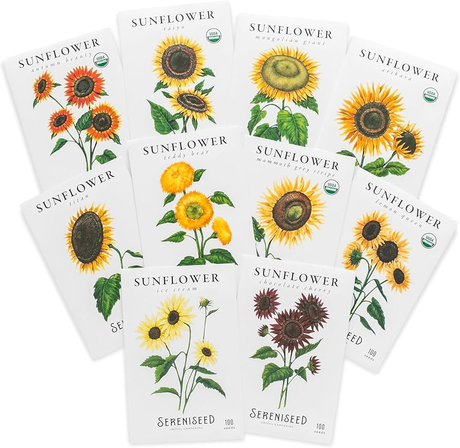 Sereniseed Sunflower Seeds Collection (10-Pack) \u2013 100% Non GMO, Open Pollinated \u2013 Grow ... | Amazon (US)
