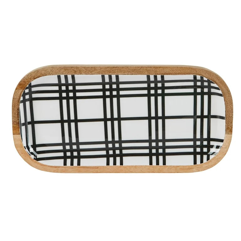 Holiday Time Black and White Flat Serving Tray, 14 inch | Walmart (US)