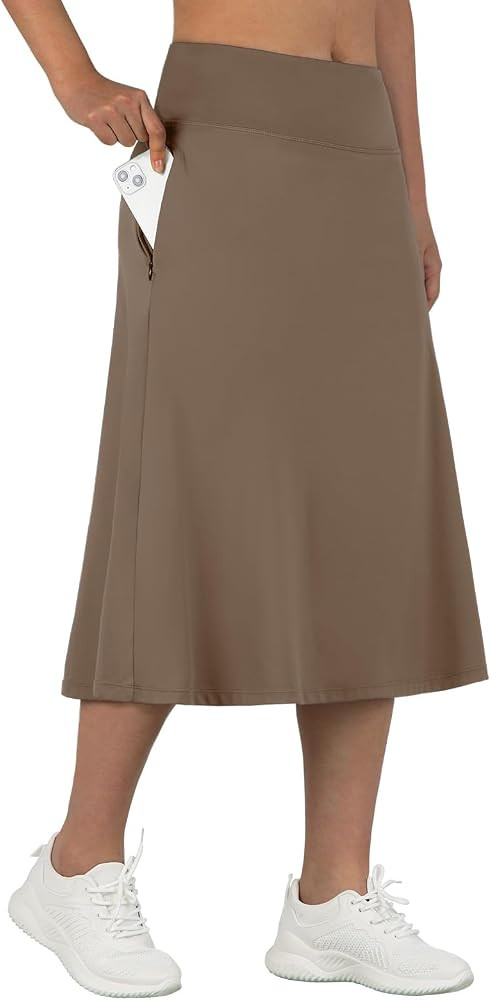 ANIVIVO Women's Midi Length Skorts Skirts with Pockets Modest Skirts 28" Long Knee Length Athleti... | Amazon (US)