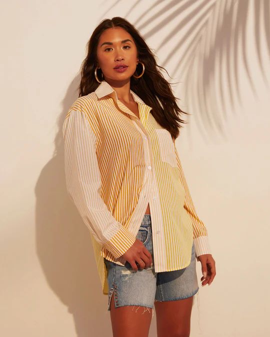 Memphis Striped Button Down Long Sleeve Top | VICI Collection