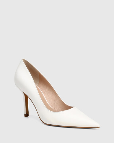 Quendra White Leather Stiletto Heel Pump | Wittner