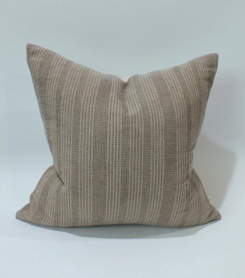 Brown Beige Cream Striped Woven Sashiko Sofa Pillow Cover Decorative Throw Pillows case living ro... | Etsy (US)