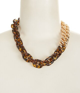Natasha Accessories Tortoise Metal Links Collar Necklace | Dillard's | Dillard's
