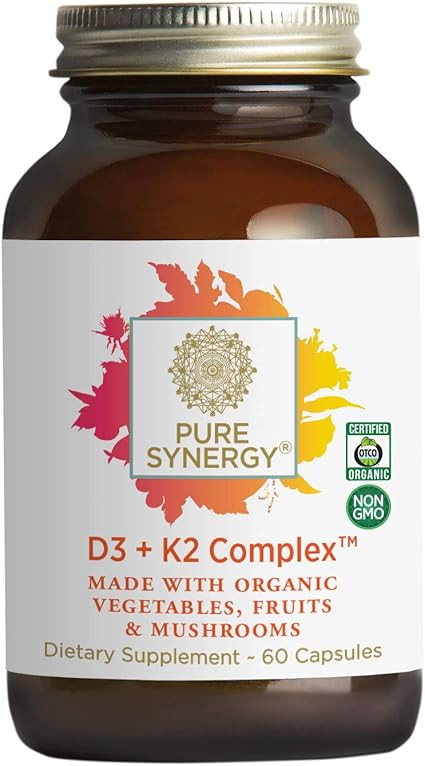 PURE SYNERGY D3 + K2 Complex | 60 Capsules | D3 + K2 Vitamins Made with Organic Ingredients | Non... | Amazon (US)