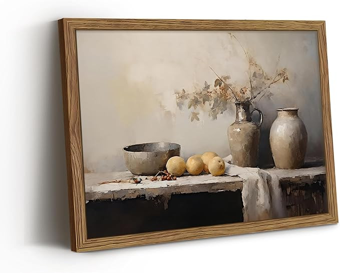 Framed Vintage Kitchen Wall Art, Dining Room Retro Jars Pictures Wall Decor, Moody Oil Painting C... | Amazon (US)