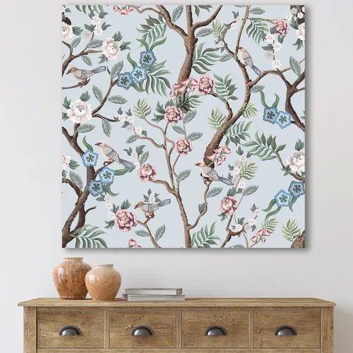 Red Barrel Studio® Chinoiserie With Birds And Peonies X - 3 Piece Painting on Canvas | Wayfair | Wayfair North America