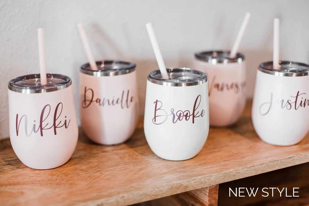 Bridesmaid Gift Rose Gold - Wine Tumbler - Bachelorette Gift - Custom Personalized Monogrammed Tu... | Etsy (US)
