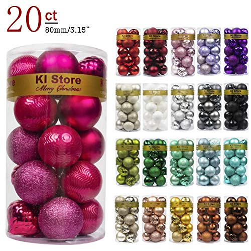 KI Store 20ct Christmas Balls Hot Pink Shatterproof Christmas Tree Ball Ornaments Decorations for... | Amazon (US)