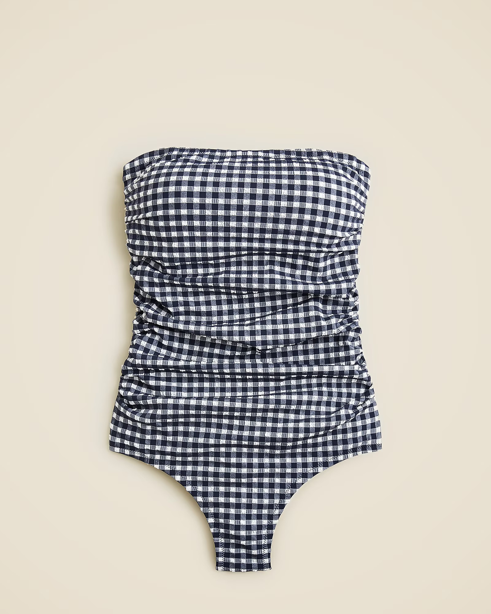 Ruched bandeau one-piece in gingham | J. Crew US