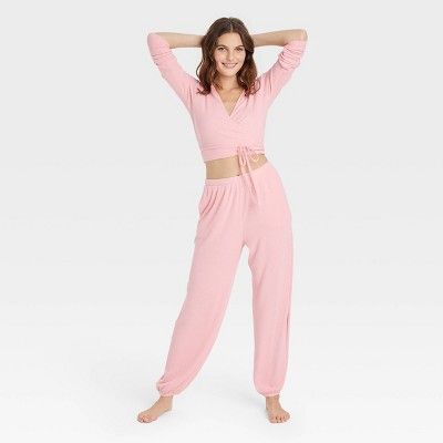 Women's Cozy Ribbed Jeggings Jogger Pants - Colsie™ Pink XS | Target