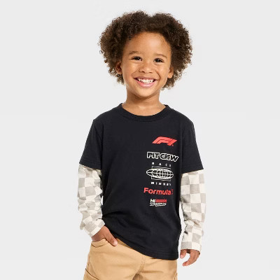 Toddler Boys' Formula 1 Long Sleeve T-Shirt - Black | Target