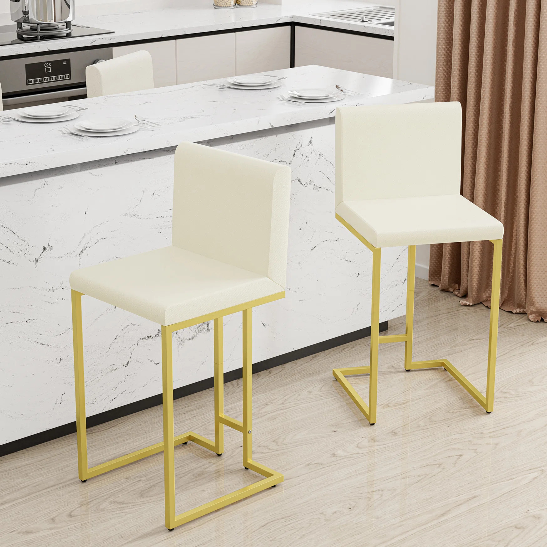 Dannae Upholstered Counter Stool with Metal Frame (Set of 2) | Wayfair North America