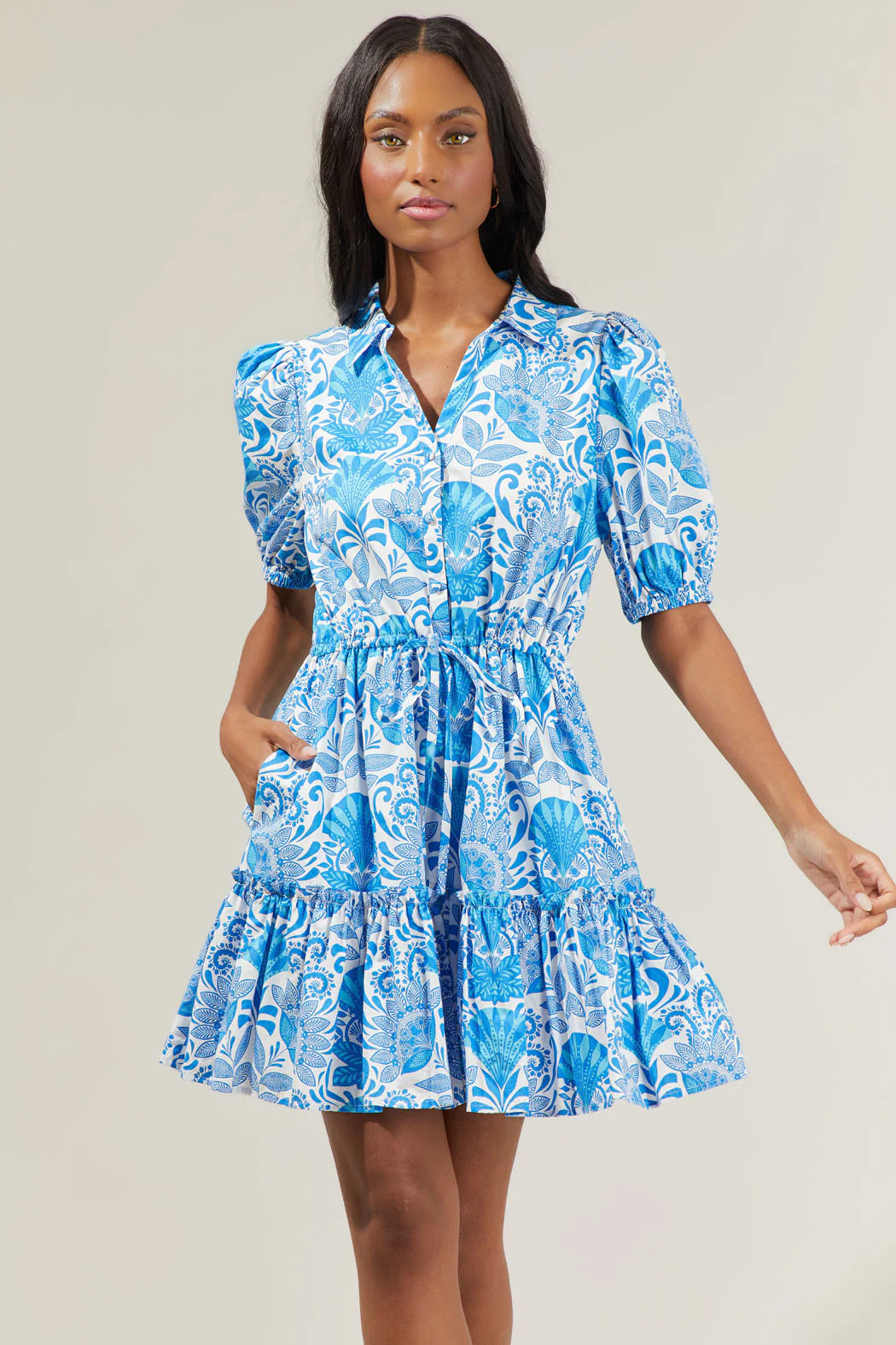 Biller Floral Stacie Button Down Mini Dress | Sugarlips