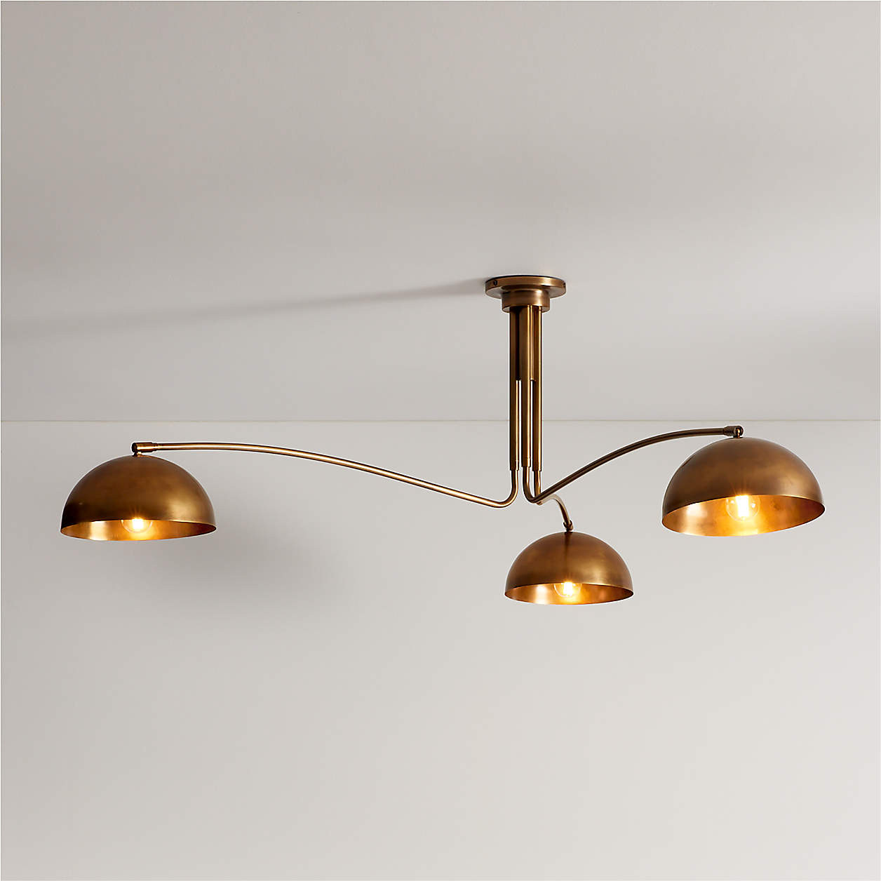 Olia Brass Metal Semi-Flush Mount Light 63" + Reviews | Crate & Barrel | Crate & Barrel