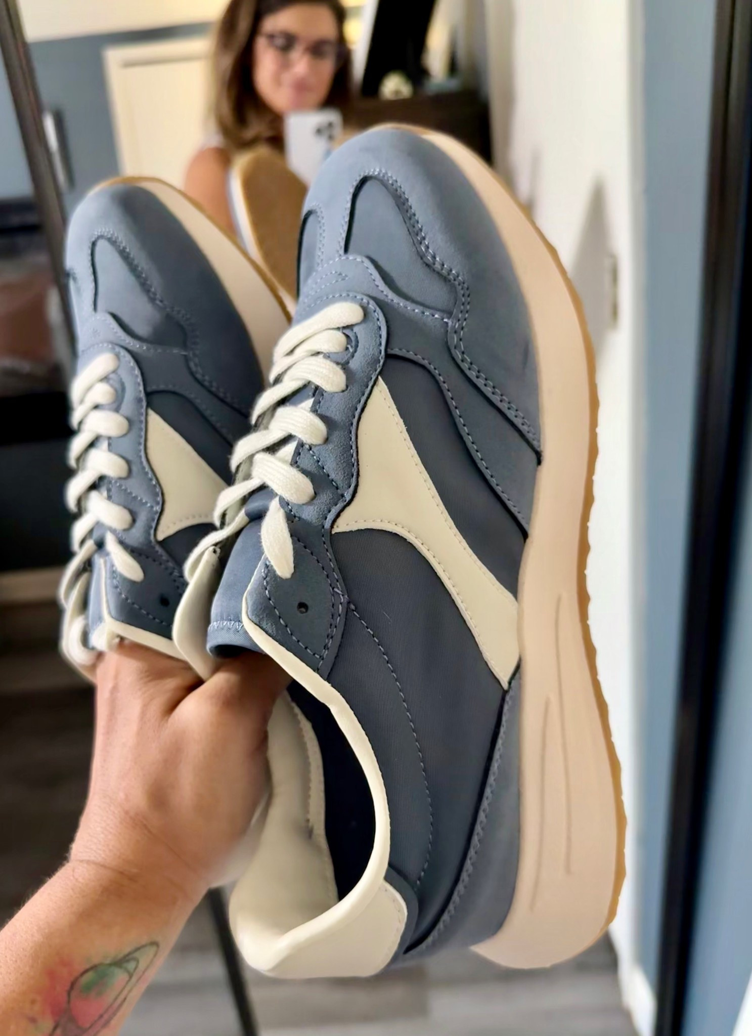 #WalmartPartner
Time and Tru nailed it again 👟 Limited stock in this blue color, but plenty of options still available in black and white. Fingers crossed for a restock soon! They fit true to size, super comfortable (as always with Time and Tru), and I love the retro vibe—totally reminds me of a certain popular brand’s style but these are only $22 😉

 #WalmartFashion #WalmartFinds @walmart #ad @walmartfashion 

#LTKFindsUnder50 #LTKShoeCrush #LTKStyleTip