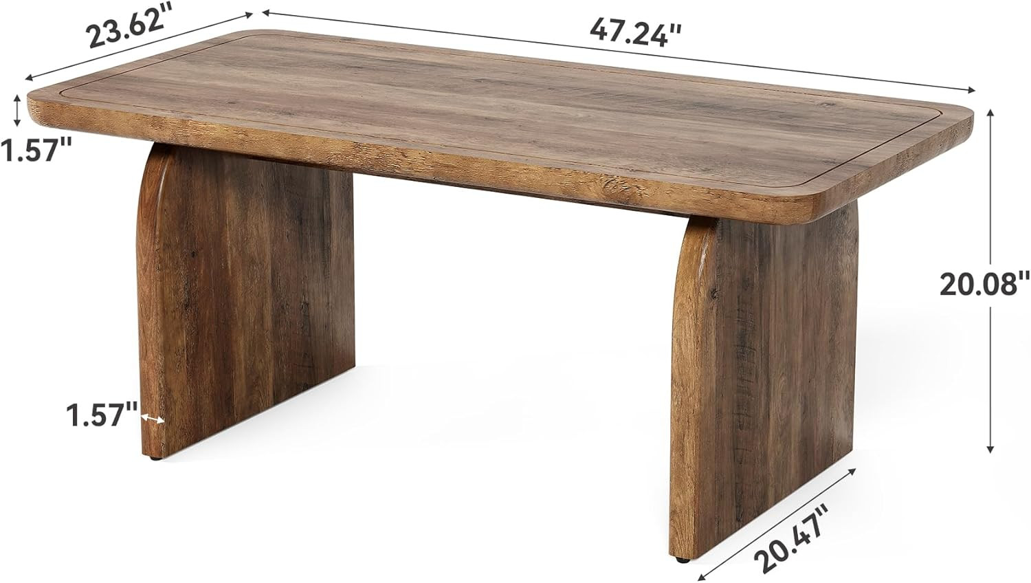 LITTLE TREE Farmhouse Coffee Table, 47 Inches Wooden Center Tables with Rounded Corners, Rectangu... | Amazon (US)