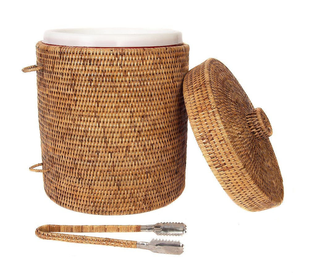 Tava Handwoven Ice Bucket with Tongs | Pottery Barn (US)