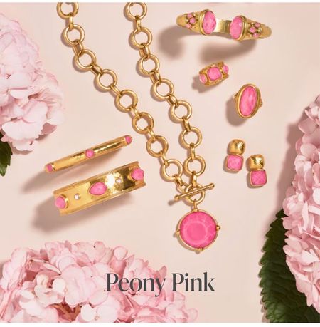 Julie vos new arrivals! New color just dropped -  peony pink 💗 statement jewelry earrings bracelets summer pink and gold 

#LTKunder100 #LTKsalealert #LTKunder50