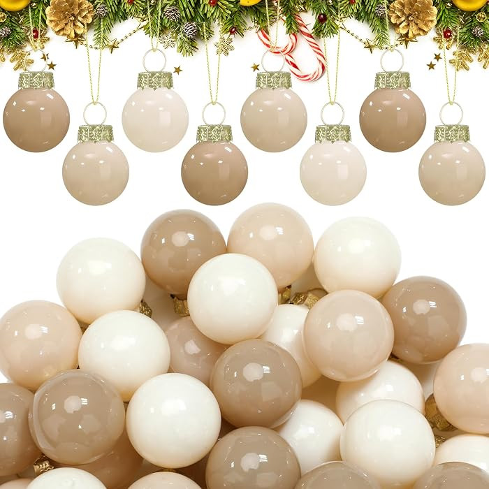 Tioncy 32 Pcs 1 Inch Mini Glass Christmas Ornaments Balls Shiny Christmas Balls Tiny Tree Hanging... | Amazon (US)