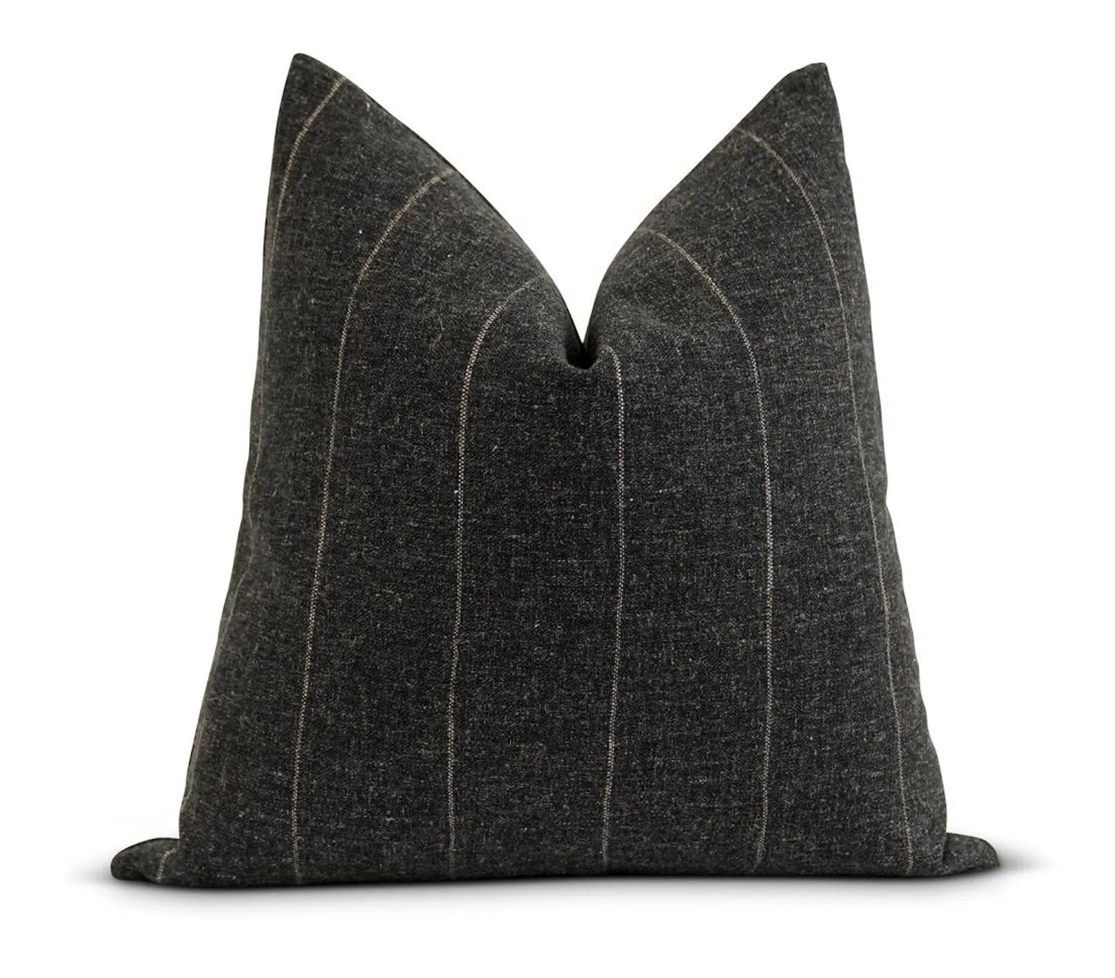 18 20 22 Charcoal Striped Pillow Cover, Dark Gray and Tan Stripe Pillow Cover, Charcoal Gray Wove... | Etsy (US)