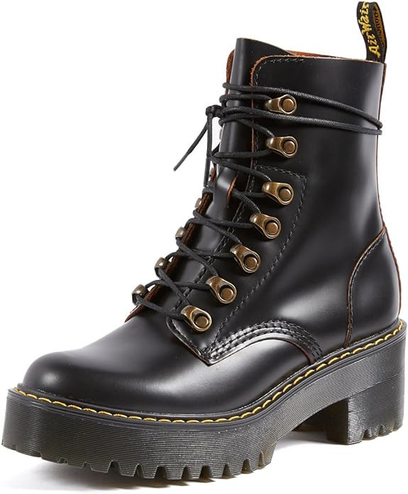 Dr. Martens womens Leona Leather Heeled Boot | Amazon (US)