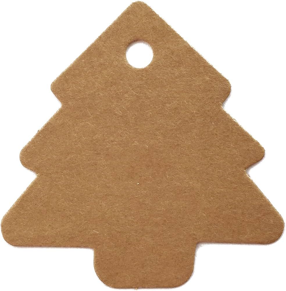 LWR CRAFTS 100 Hang Tags Christmas Tree with Jute Twines 100ft (2 1/8" x 2 1/8", Kraft) | Amazon (US)