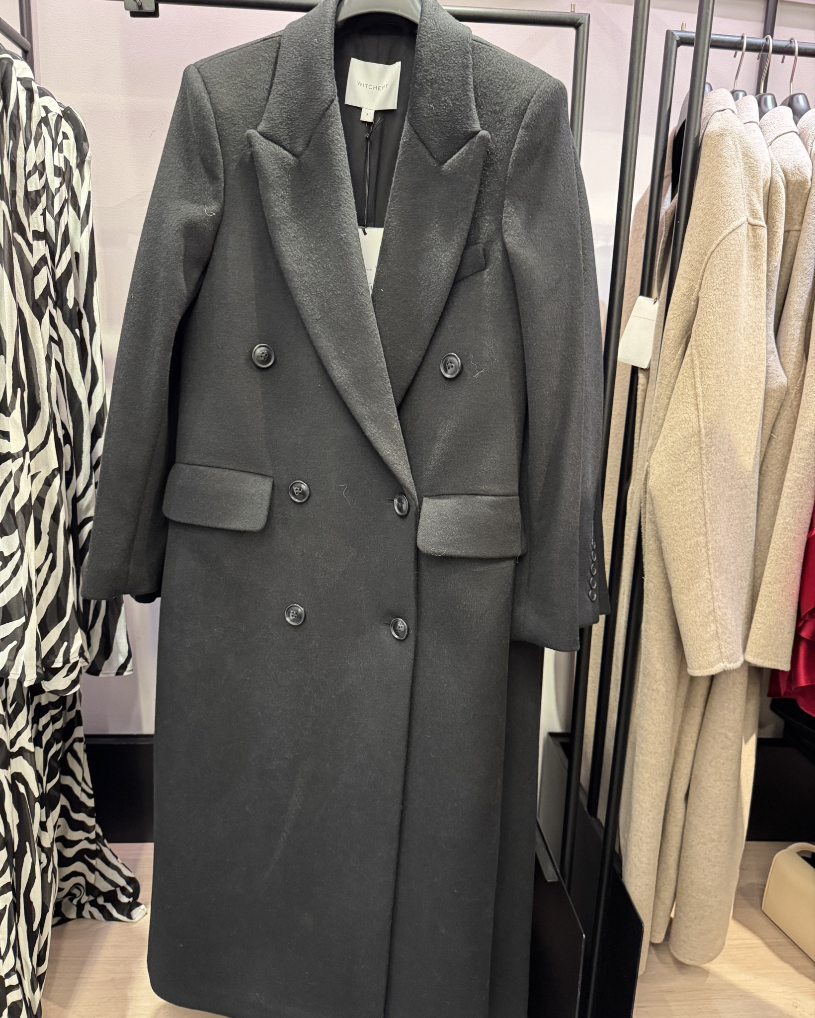 This is a very nice coat. I’m currently enjoying a double breasted coat. Simple, black. Great for work or throwing over something if you’re going out at night and it’s chilly. Also love these zebra pumps. They’d be a very nice contrast with an all black look. Both from Witchery.

#LTKworkwear #LTKaustralia #LTKwinter