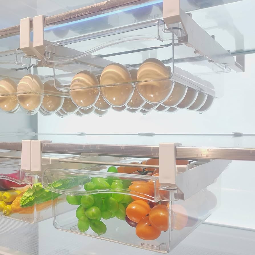 URALFA 2 Pack Fridge Drawer Organizer Egg Holder For Refrigerator Pull Out, Refrigerator Drawers ... | Amazon (US)